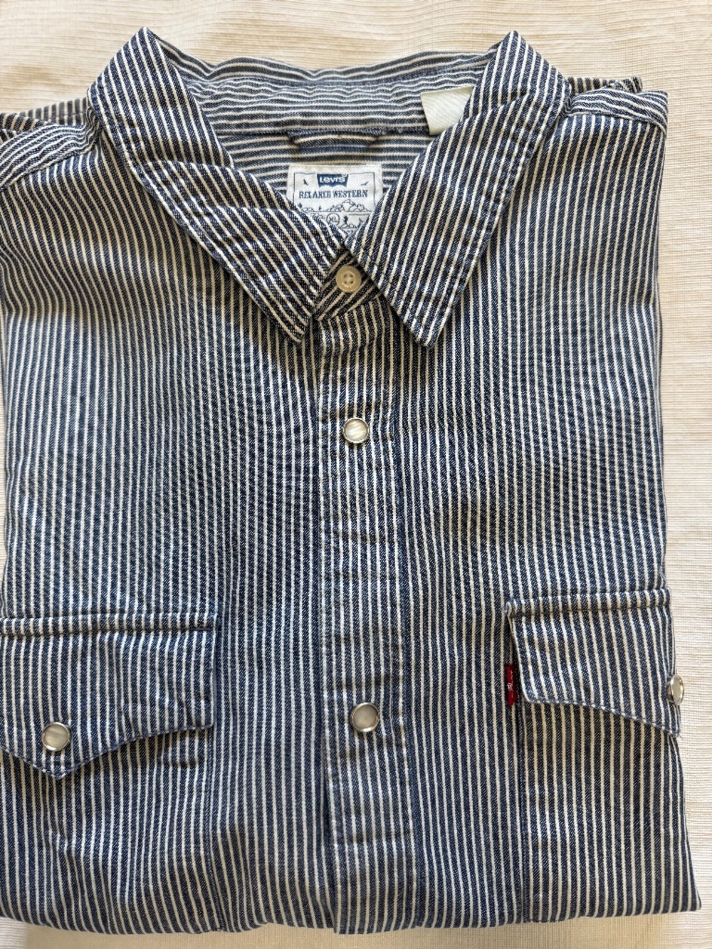 Levi's Men's Navy & White Striped Button-Down Work Shirt